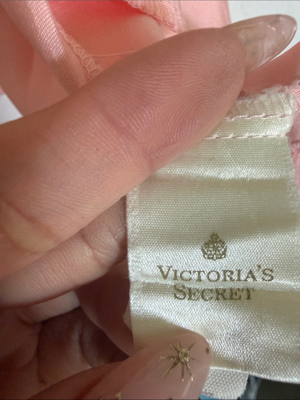 Vintage Victoria's Secret Crown Gold Label Peach Pink Short Satin Kimono Robe - Picture 5 of 5